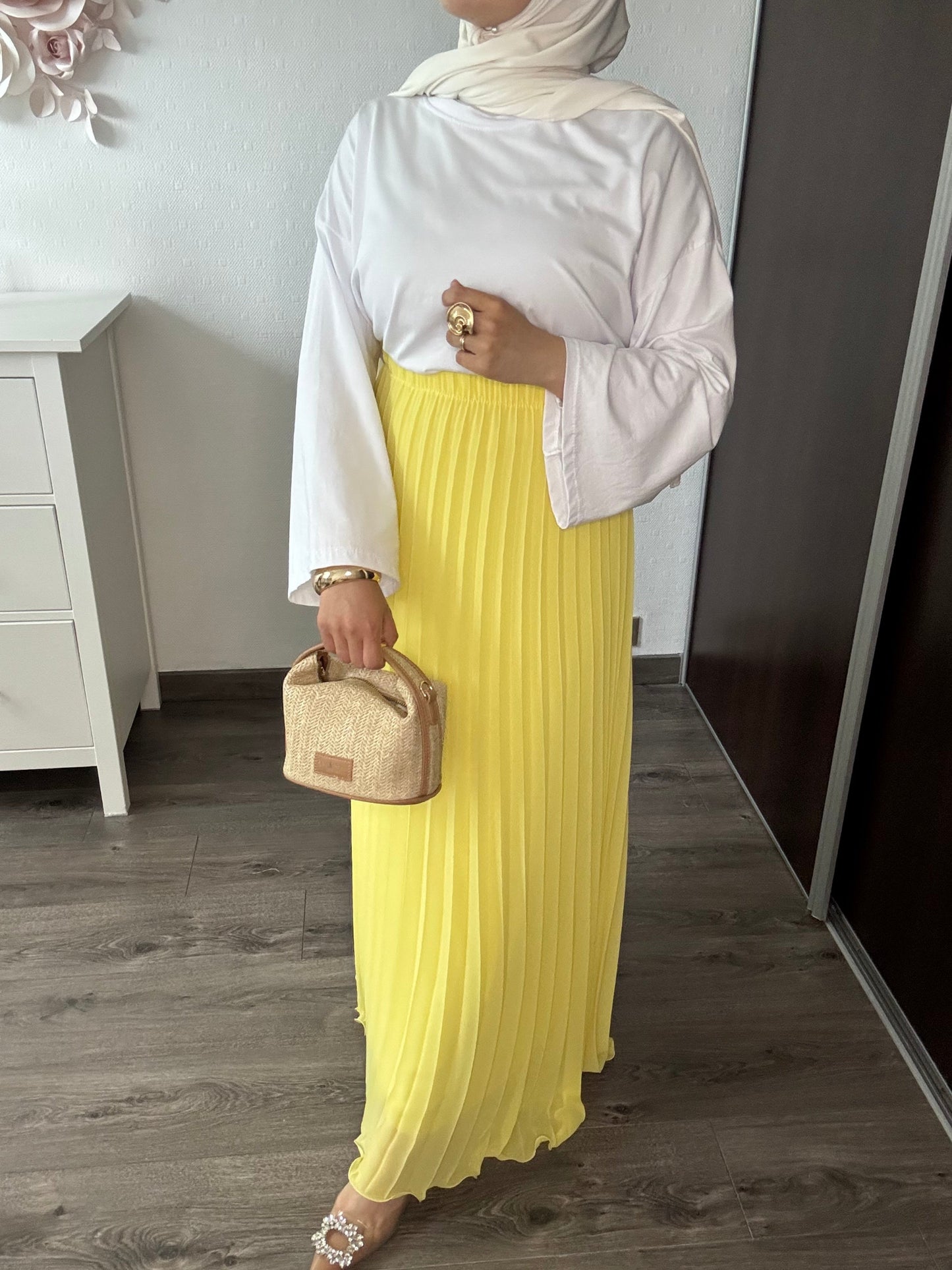JUPE VOILÉE PLISSÉE JAUNE