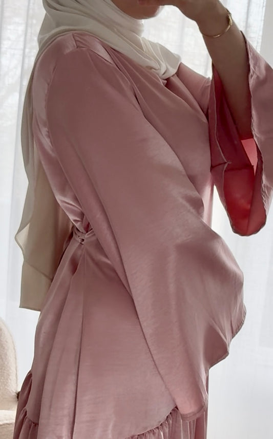 Robe Longue Asymétrique Rose