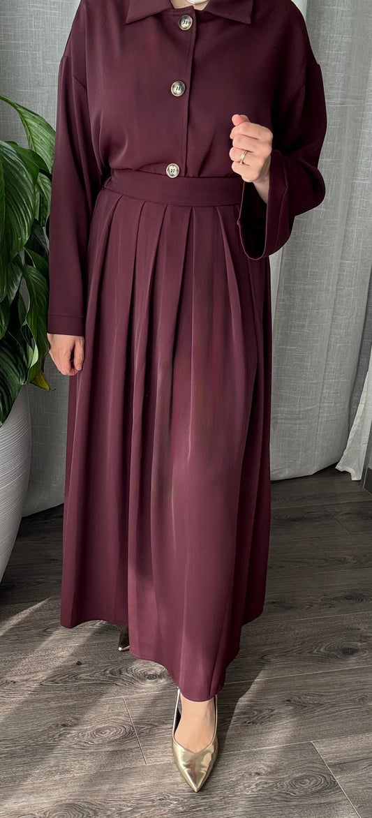 Ensemble chemise+jupe prune