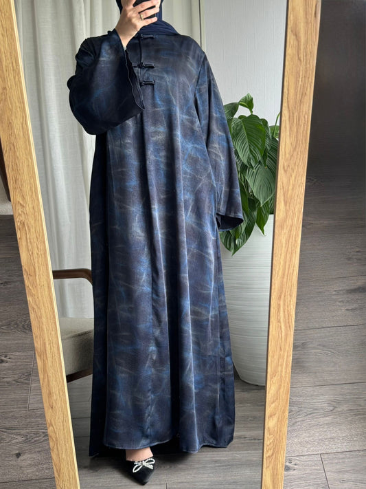 Satin Mandarin Collar Abaya