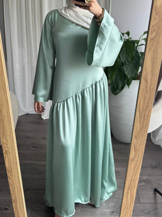 Robe Longue Asymétrique Vert Sauge