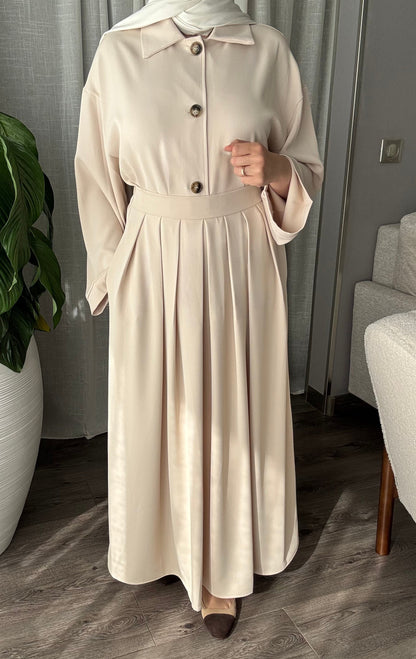 Ensemble chemise+jupe beige