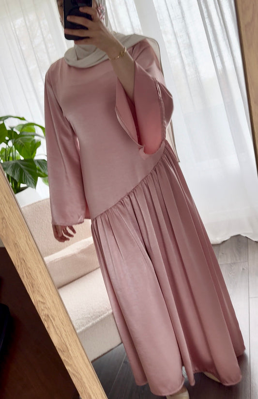 Robe Longue Asymétrique Rose