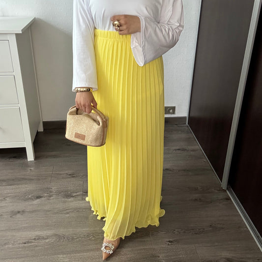 JUPE VOILÉE PLISSÉE JAUNE