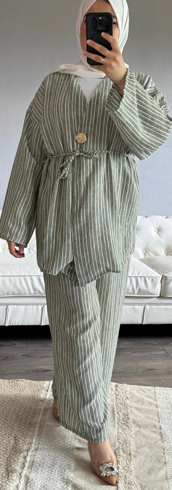 ENSEMBLE RAYÉ VERT