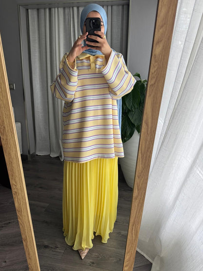 Polo Oversize Rayé Jaune