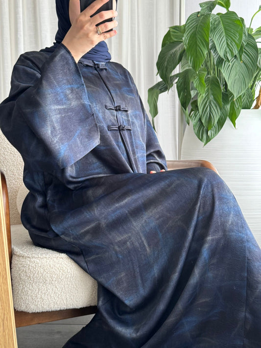 Satin Mandarin Collar Abaya