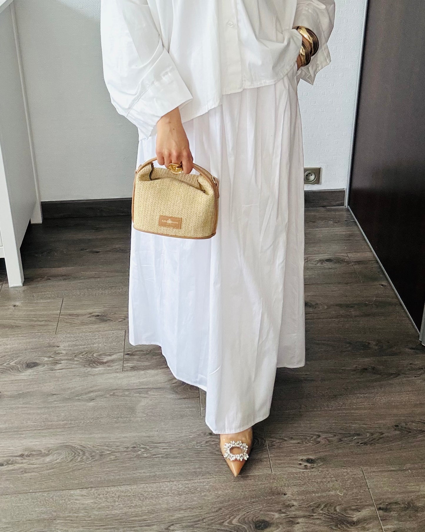 JUPE COTON AVEC POCHES BLANCHE