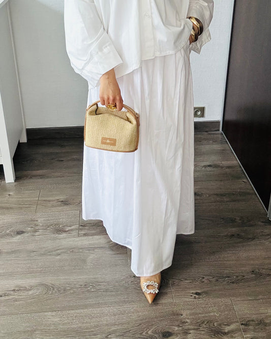 JUPE COTON AVEC POCHES BLANCHE