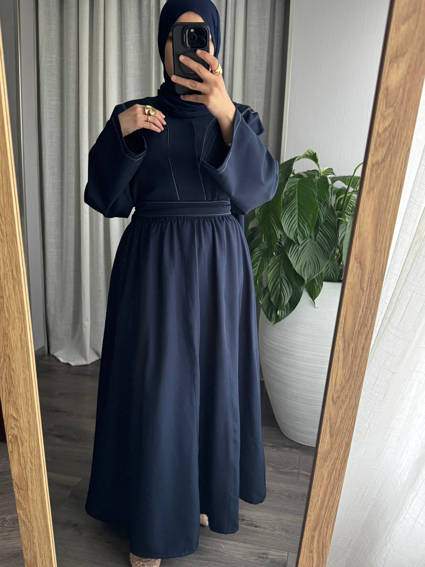 Ensemble surpiquée jupe effet jean