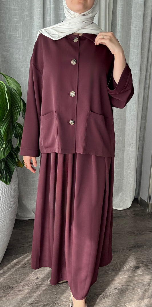 Ensemble chemise+jupe prune