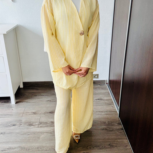 ENSEMBLE RAYÉ JAUNE