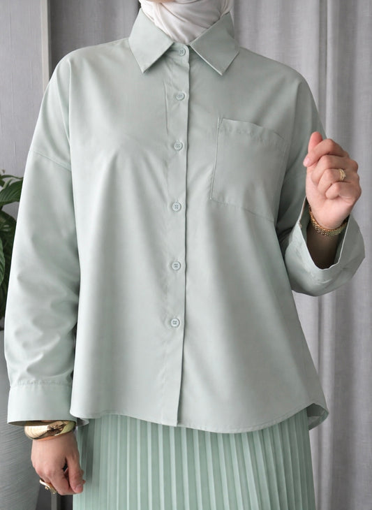 CAMISA ALGODÓN VERDE AGUA